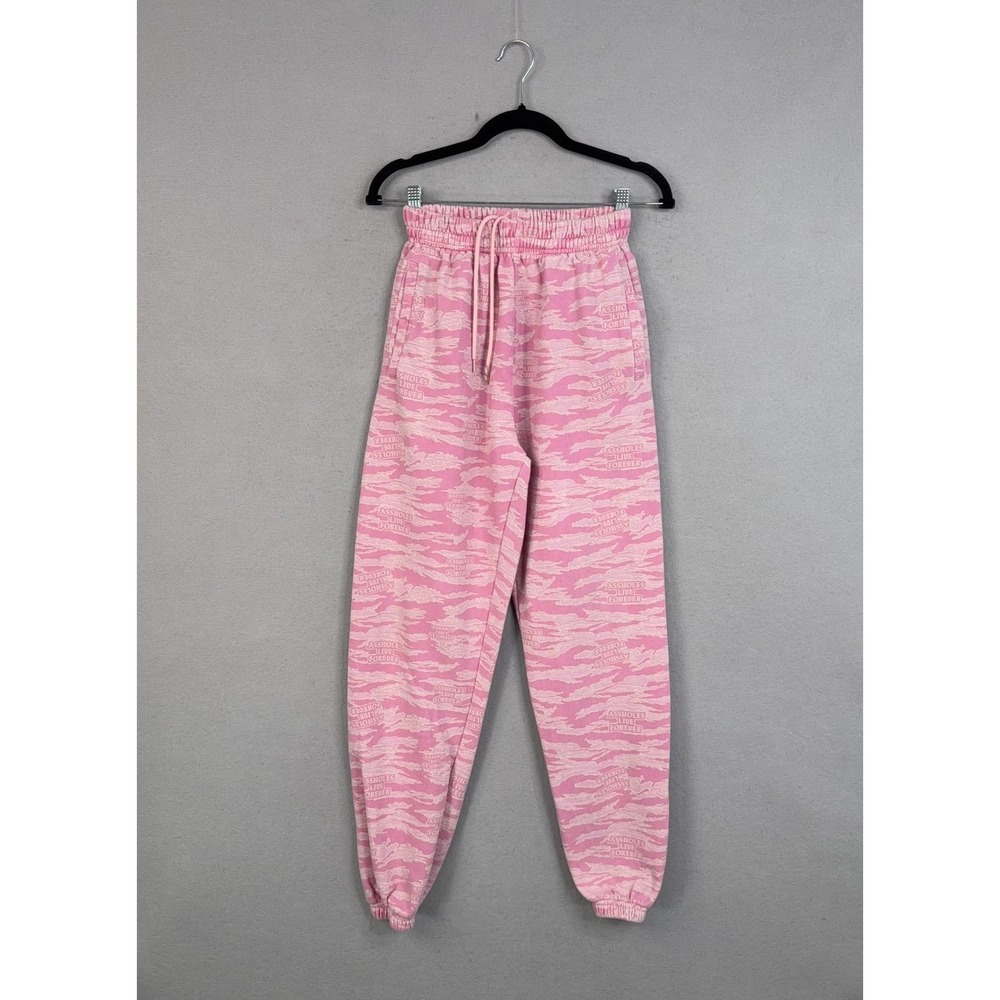 A holes Live Forever Sweatpants Womens Small Pink Camo Fleece Joggers Lounge